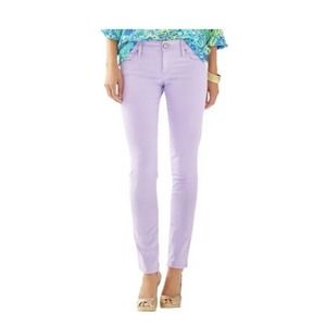 Lilly Pulitzer Womens Pants 0 Worth Skinny Sateen Purple Lavendar Stretch Preppy